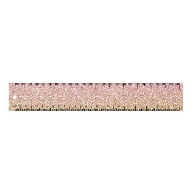 Elegant Gold & Rose Gold Glitter Sparkles Image Ruler (Front)