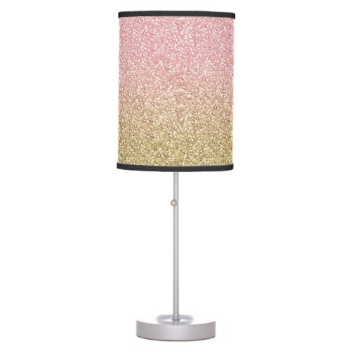 Elegant Gold  Rose Gold Glitter Sparkles Image Table Lamp