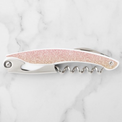 Elegant Gold  Rose Gold Glitter Sparkles Image Waiters Corkscrew