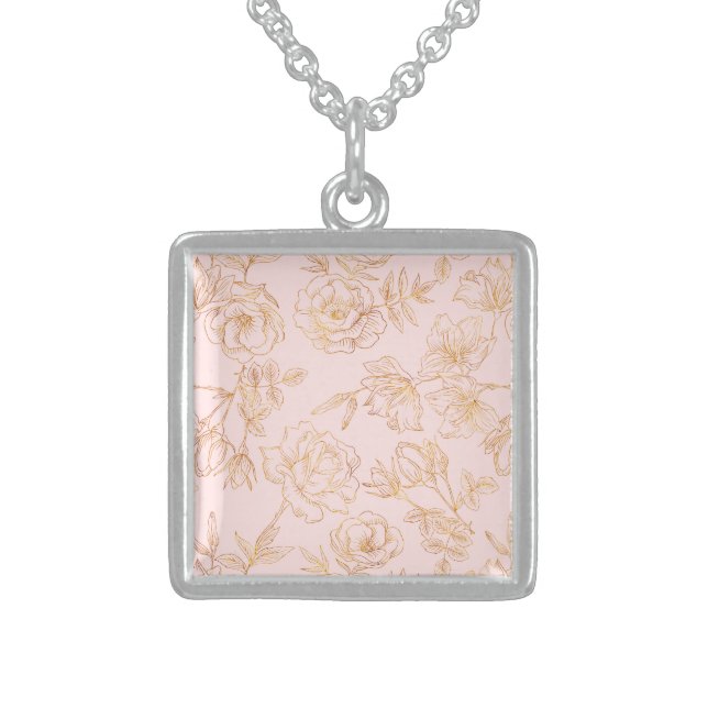 Elegant Gold Rose Sterling Silver Necklace (Front)