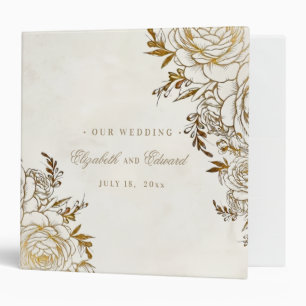 Elegant Gold Rose Wedding Album 3 Ring Binder