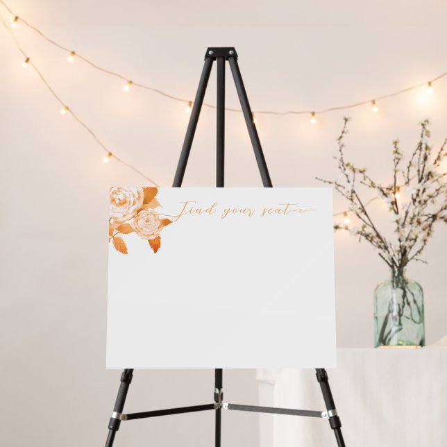 Elegant Gold Rose White Blank Seating Charts Foam Board (In Situ (Stand))