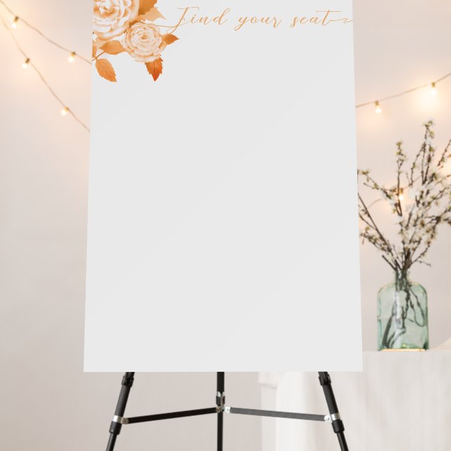 Elegant Gold Rose White Blank Seating Charts Foam Board (In Situ (Stand))