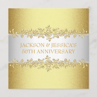 Elegant Gold Roses 50th Anniversary Party Invitation