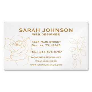 Elegant Gold Roses Business Card Magnet
