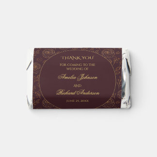 Elegant Gold Roses Chocolate Brown Wedding  Hershey's Miniatures