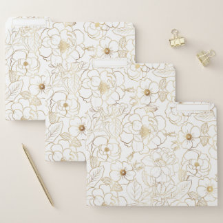 Elegant Gold Roses Floral Line art File Folder