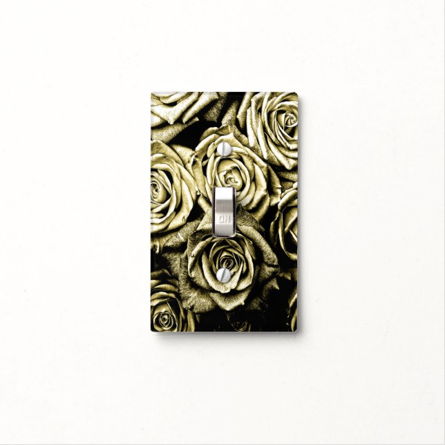 Elegant Gold Roses Light Switch Cover (In Situ)