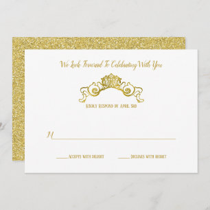 Elegant Gold Royal Crest Wedding Response Invitation