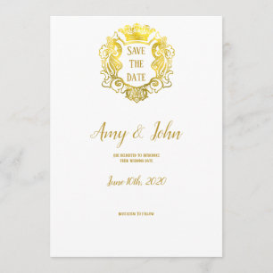 Elegant Gold Royal Crest Wedding Save The Date