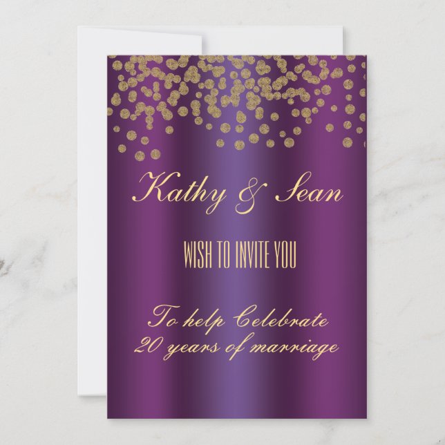 Elegant Gold & Royal Purple 5x7  Invitation Card (Front)