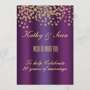 Elegant Gold & Royal Purple 5x7  Invitation Card