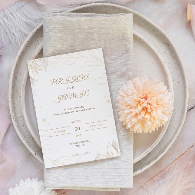 Elegant gold rustic wedding invitation (Creator Uploaded)