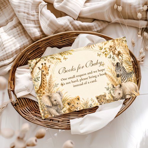 Elegant Gold Safari Boy Books for Baby Enclosure Card