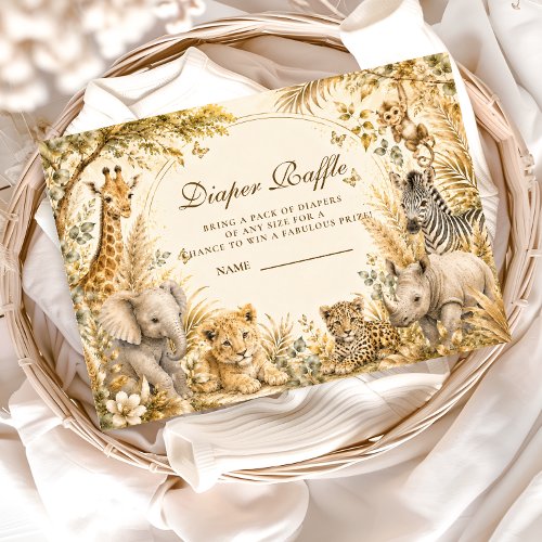 Elegant Gold Safari Boy Diaper Raffle Enclosure Card