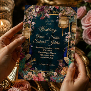 Elegant Gold Sakura Floral Wedding Invitation Foil Invitation