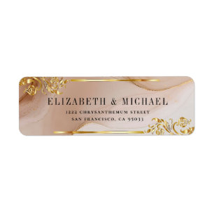Elegant Gold Sand Watercolor Agate Return Address Label
