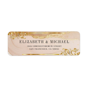 Elegant Gold Sand Watercolor Agate Return Address Label