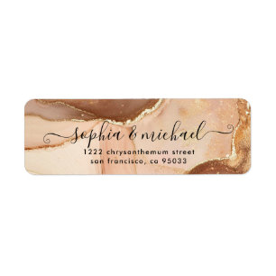 Elegant Gold Sand Watercolor Agate Return Address Label