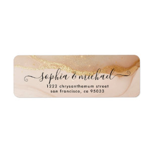 Elegant Gold Sand Watercolor Agate Return Address Label