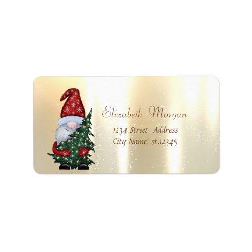 Elegant  Gold Santa Claus Pine Tree Label