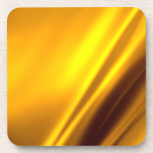 Elegant Gold Satin Faux Texture Look Beverage Coaster