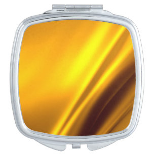 Elegant Gold Satin Faux Texture Look Compact Mirror