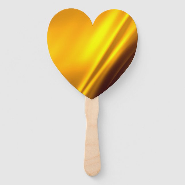 Elegant Gold Satin Faux Texture Look Hand Fan (Front)