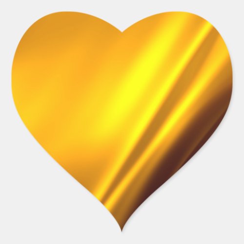 Elegant Gold Satin Faux Texture Look Heart Sticker