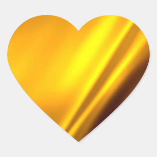 Elegant Gold Satin Faux Texture Look Heart Sticker