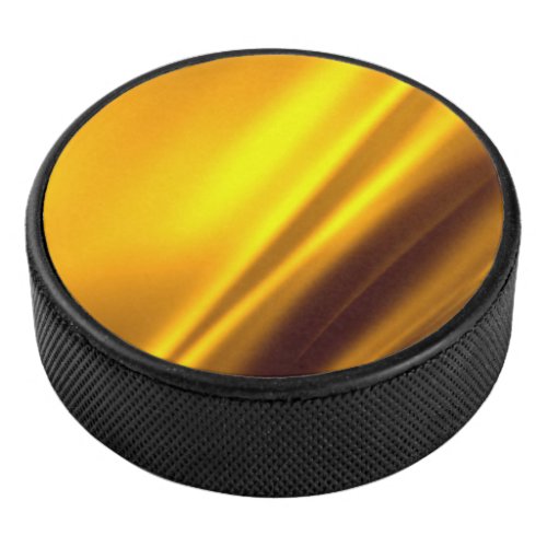 Elegant Gold Satin Faux Texture Look Hockey Puck