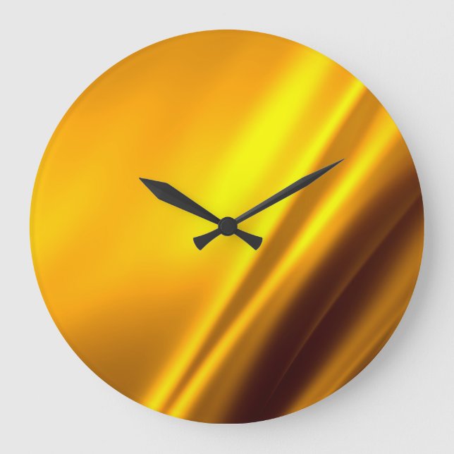 Elegant Gold Satin Faux Texture Look Large Clock (Front)