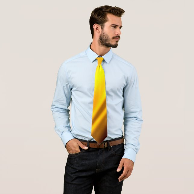 Elegant Gold Satin Faux Texture Look Neck Tie (In Situ)