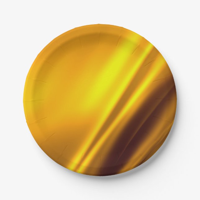 Elegant Gold Satin Faux Texture Look Paper Plates (Front)