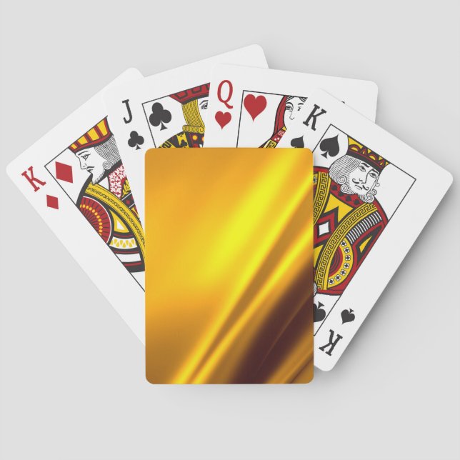 Elegant Gold Satin Faux Texture Look Poker Cards (Back)