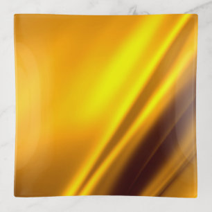 Elegant Gold Satin Faux Texture Look Trinket Tray