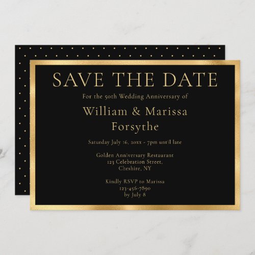 Elegant Gold Save The Date 50th Anniversary Card