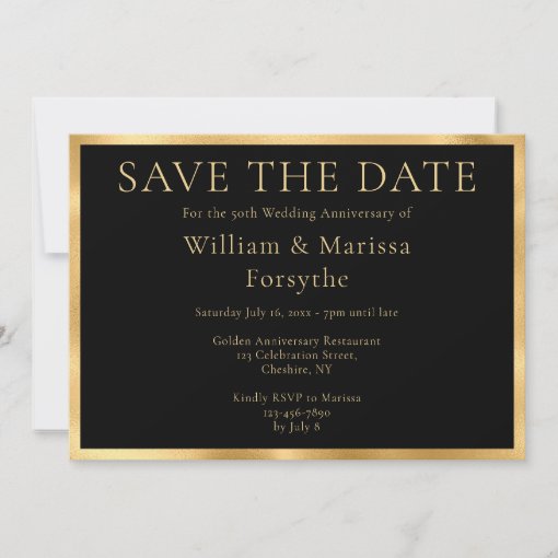 Elegant Gold Save The Date 50th Anniversary Card | Zazzle