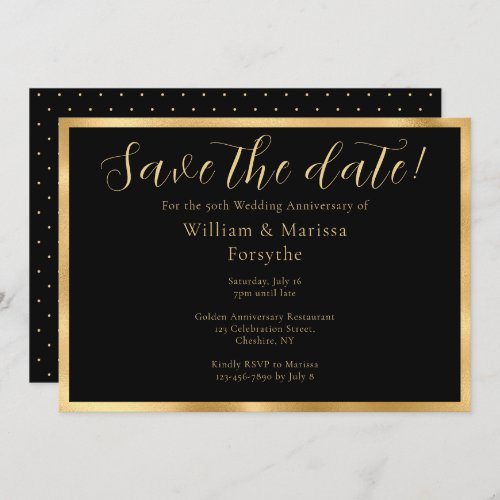 Elegant Gold Save The Date 50th Anniversary Card