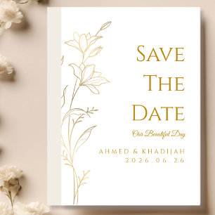 Elegant Gold Save the Date Islamic Wedding 