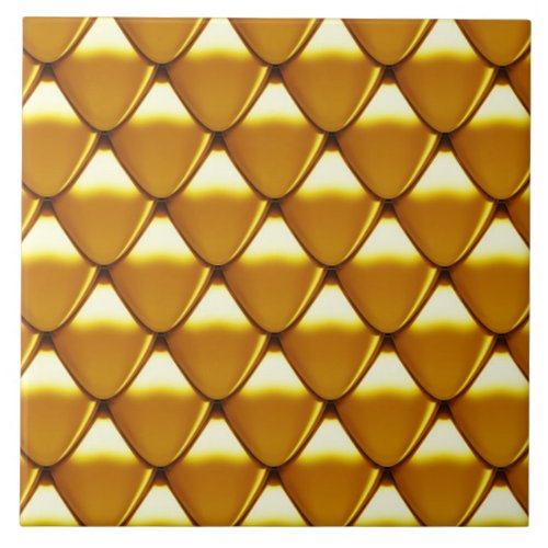 Elegant Gold Scale Pattern Ceramic Tile