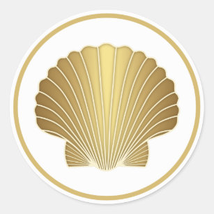 Elegant Gold Scallop Shell Classic Round Sticker