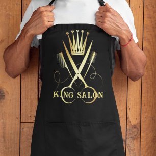 Elegant Gold Scissor & Black Hair stylist Uniform  Apron