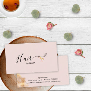 Elegant Gold Scissors Hairstylist Blush Pink Hair Appointment Card