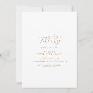 Elegant Gold Script 30th Birthday Party Invitation