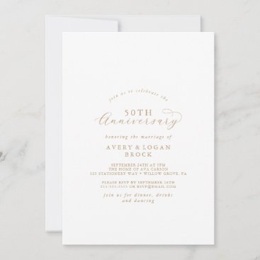 Elegant Gold Script 50th Wedding Anniversary Invitation