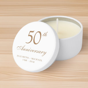 Elegant Gold Script 50th Wedding Anniversary Mini Candle Favors