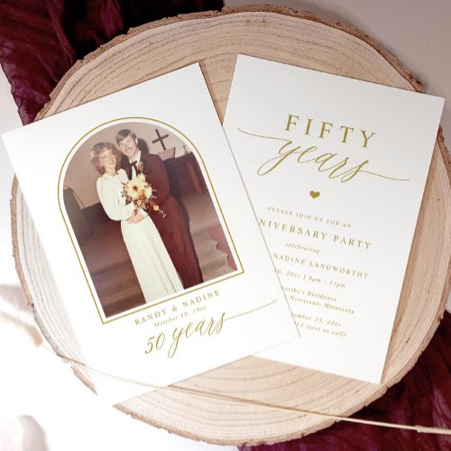 Elegant Gold Script 50th Wedding Anniversary Party