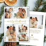 Elegant Gold Script 5 Photo Collage Christmas Holiday Card<br><div class="desc">Modern Elegant Simple Calligraphy Gold Script 5 Photo Collage Merry Christmas Holiday Card. This festive, minimalist, five (5) photo holiday greeting card template features a pretty grid photo collage and says „Merry Christmas”! The „Merry Christmas” greeting text is written in a beautiful whimsical swirly hand lettered swash-tail font typography or...</div>
