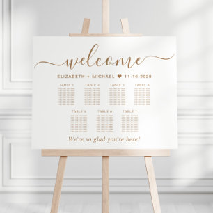 Elegant Gold Script 7 Table Wedding Seating Chart Foam Board